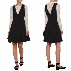 Sandro Nita Black Cream Lace Long Sleeve Dress